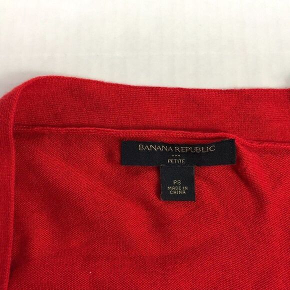 Banana Republic Womens Cardigan Red Button Sweater Short Sleeve Size PS Petites - Picture 4 of 11